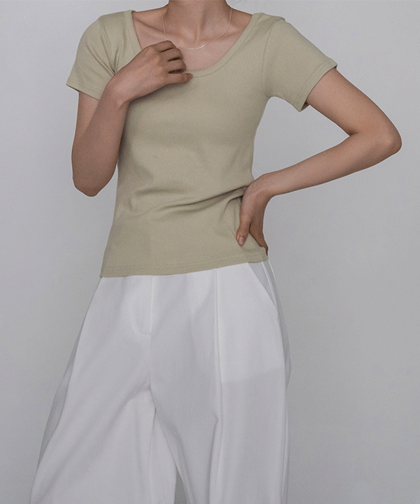 [여름신상] 피어 투웨이 골지 반팔 티셔츠(베이직티셔츠, 레이어드)