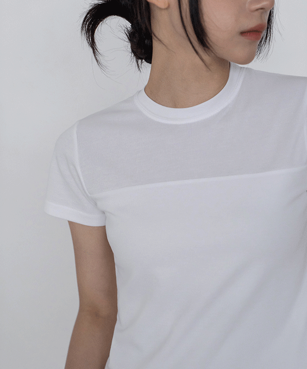 [여름신상] 비키 라인 세미 크롭 반팔 티셔츠